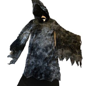 Halloween dress up tattered grim reaper zombie hooded costume